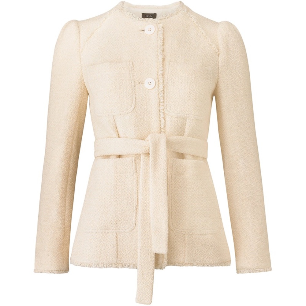 ME + EM Belted Fringe Boucle Jacket